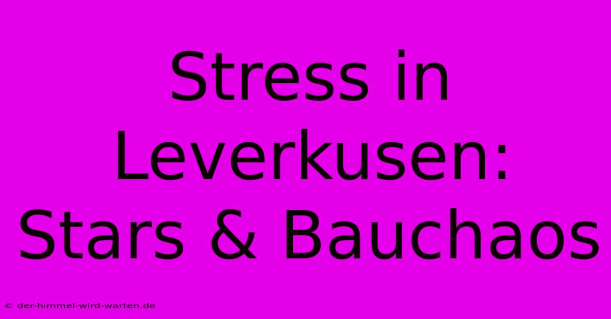 Stress In Leverkusen: Stars & Bauchaos