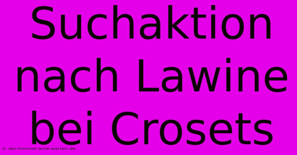 Suchaktion Nach Lawine Bei Crosets