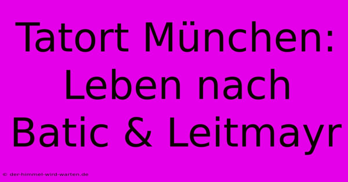 Tatort München: Leben Nach Batic & Leitmayr