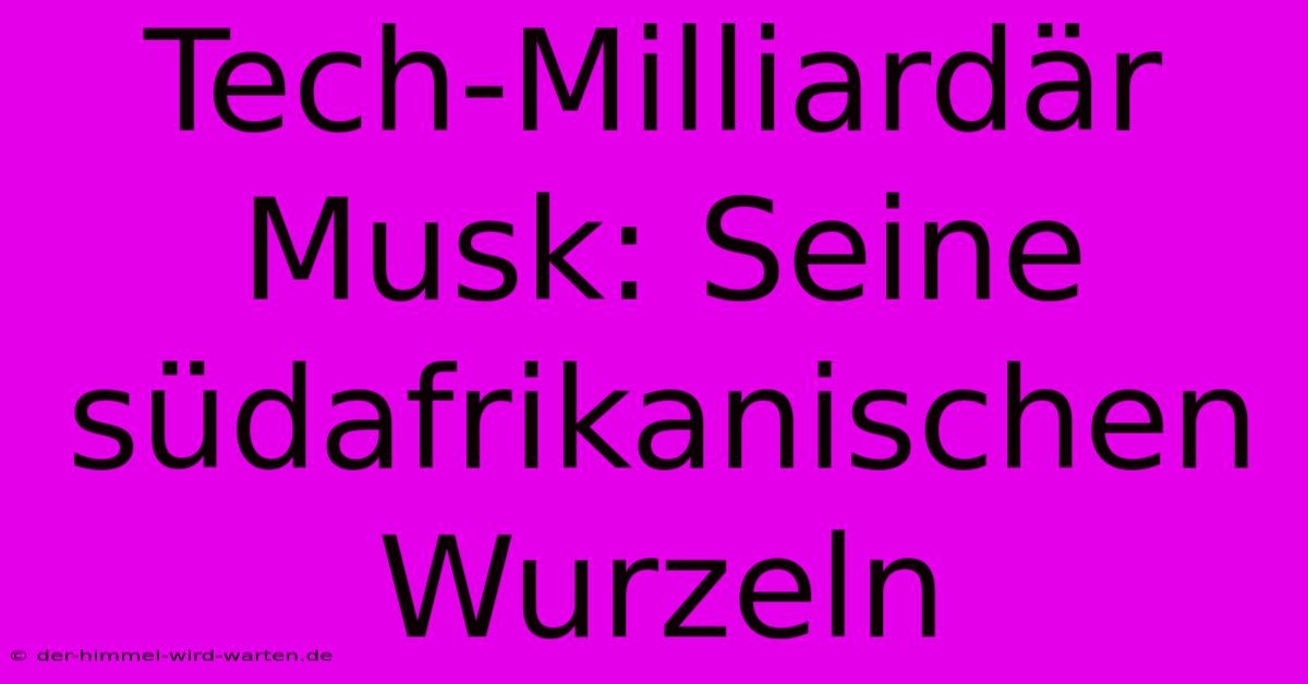 Tech-Milliardär Musk: Seine Südafrikanischen Wurzeln