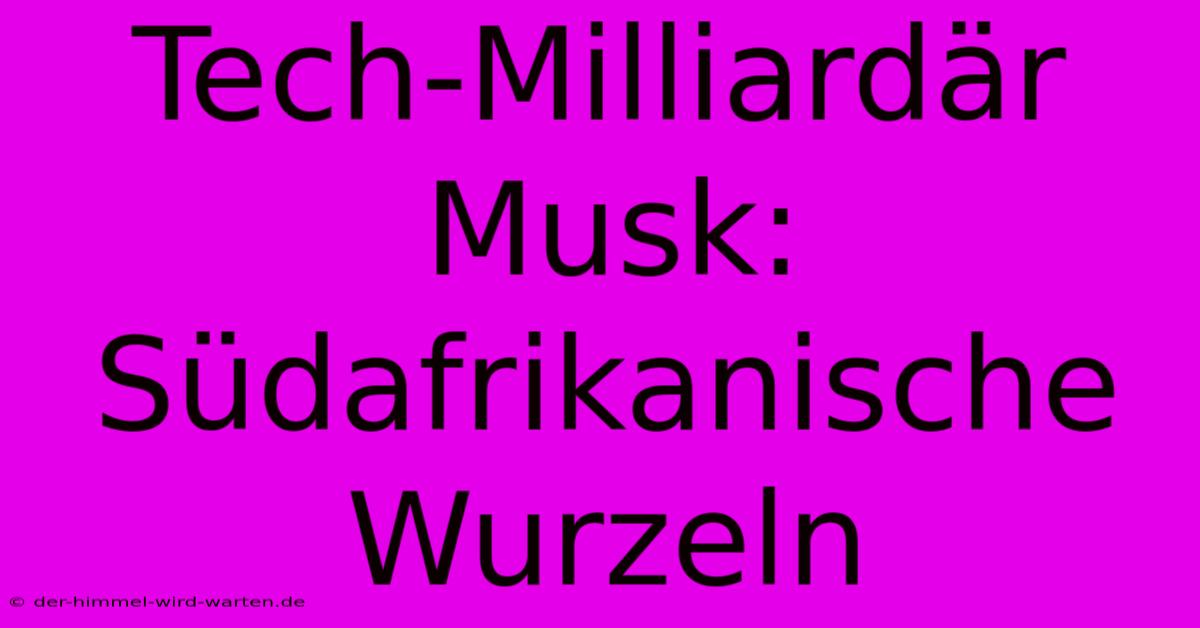 Tech-Milliardär Musk: Südafrikanische Wurzeln