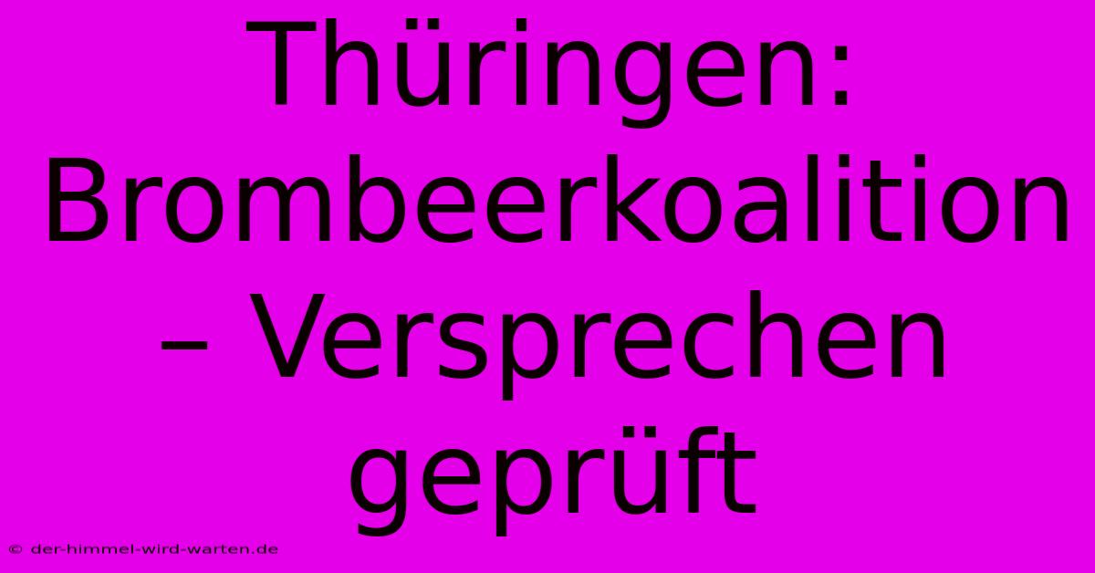 Thüringen: Brombeerkoalition – Versprechen Geprüft