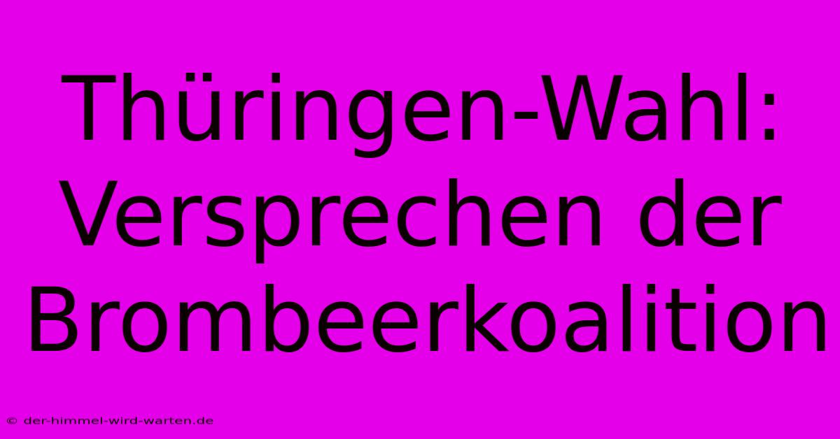 Thüringen-Wahl: Versprechen Der Brombeerkoalition