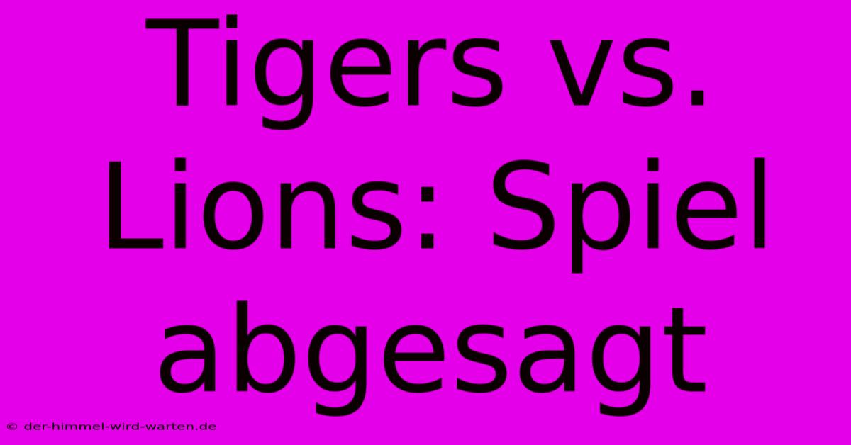 Tigers Vs. Lions: Spiel Abgesagt