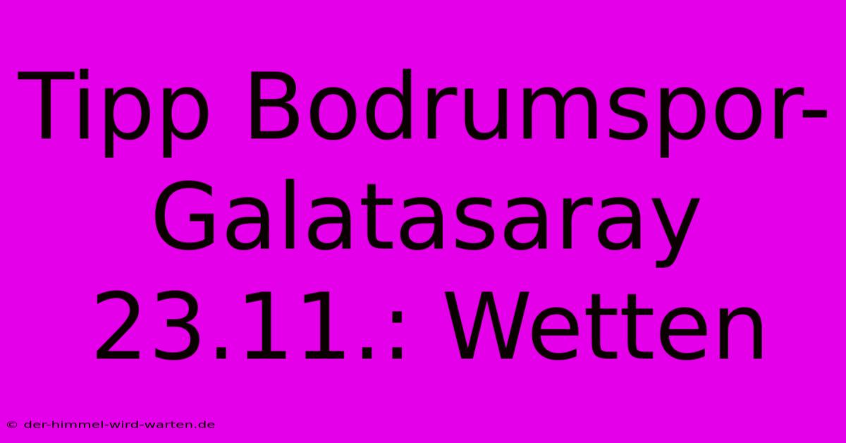 Tipp Bodrumspor-Galatasaray 23.11.: Wetten