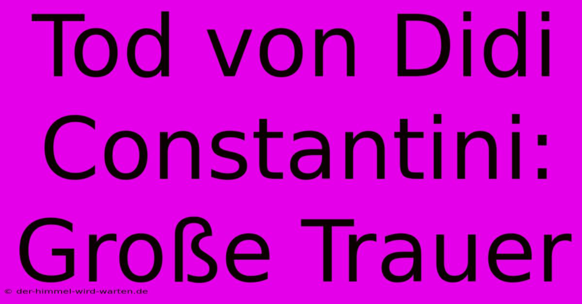 Tod Von Didi Constantini: Große Trauer