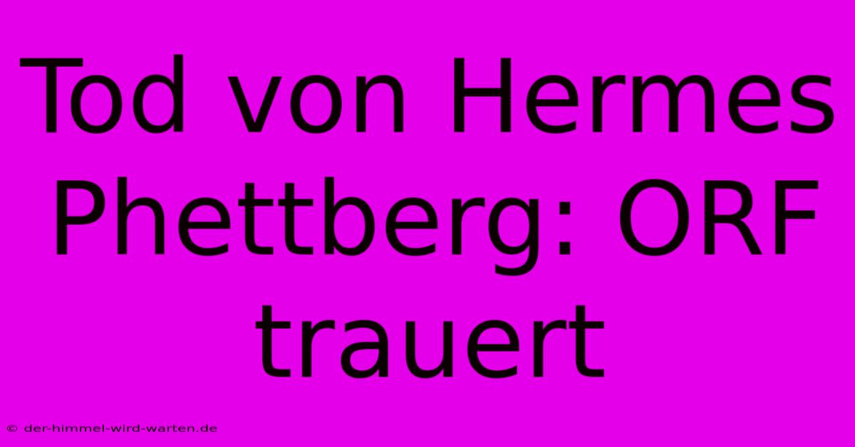 Tod Von Hermes Phettberg: ORF Trauert