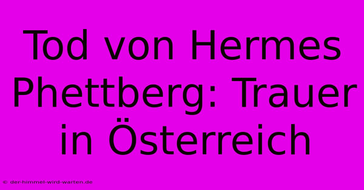 Tod Von Hermes Phettberg: Trauer In Österreich