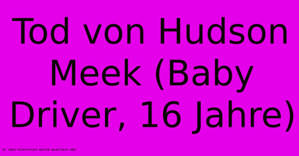 Tod Von Hudson Meek (Baby Driver, 16 Jahre)