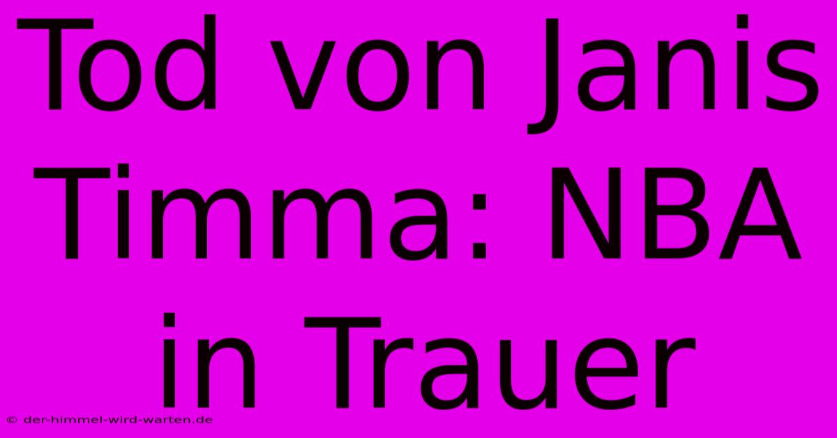 Tod Von Janis Timma: NBA In Trauer