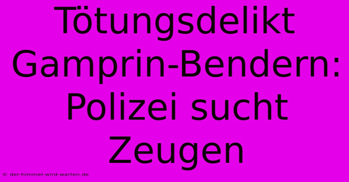 Tötungsdelikt Gamprin-Bendern: Polizei Sucht Zeugen