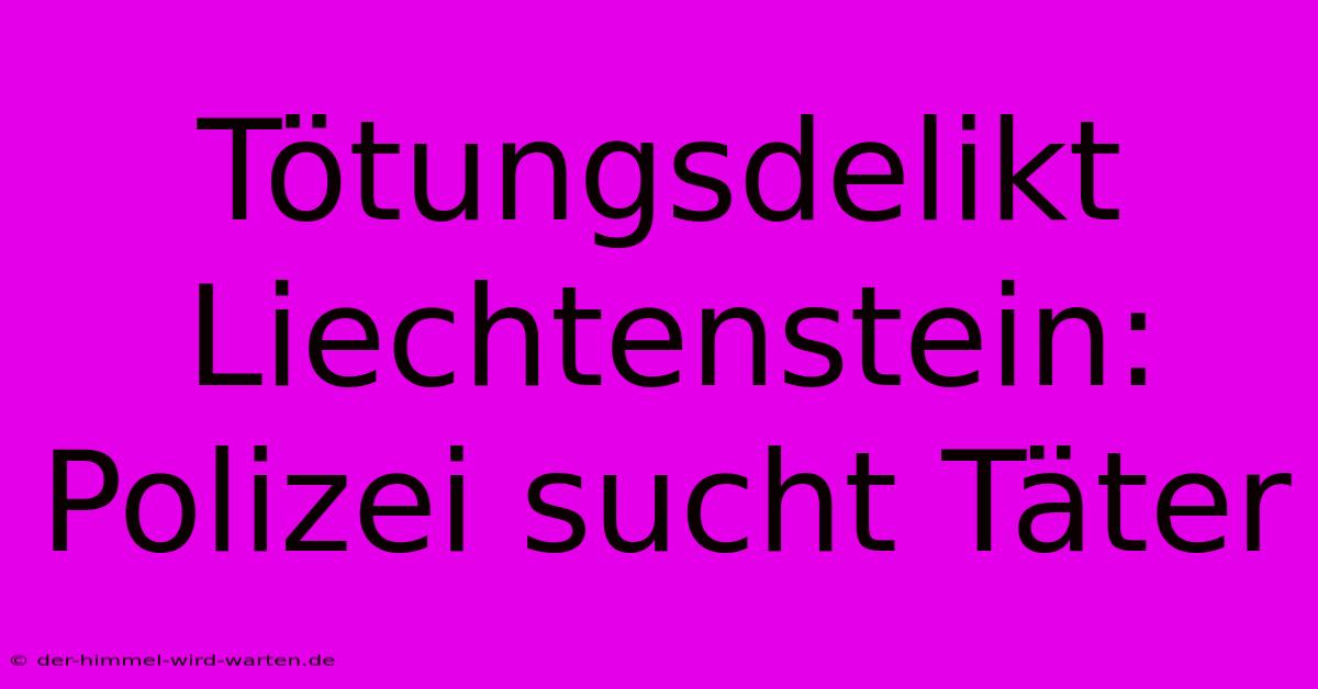 Tötungsdelikt Liechtenstein: Polizei Sucht Täter