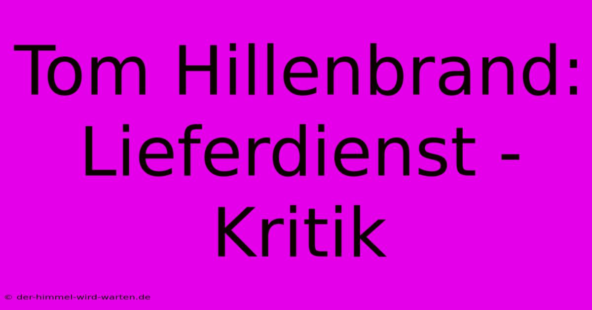 Tom Hillenbrand: Lieferdienst - Kritik