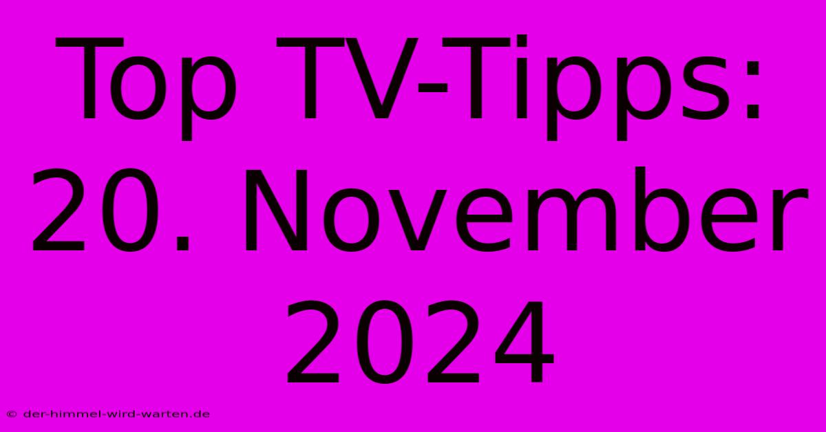 Top TV-Tipps: 20. November 2024