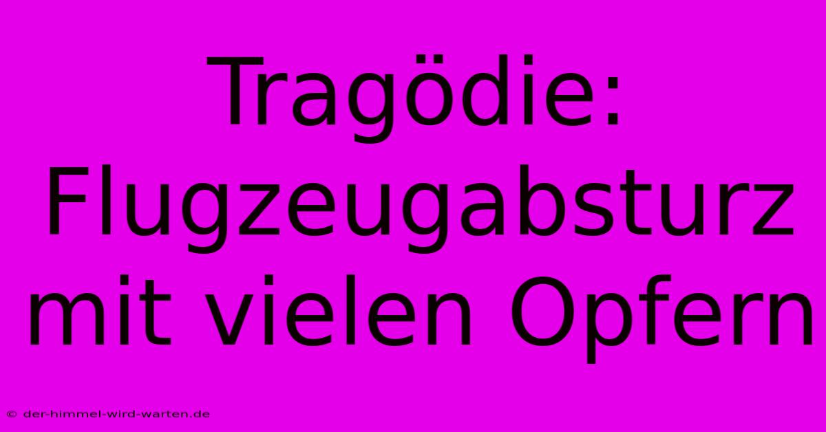 Tragödie: Flugzeugabsturz Mit Vielen Opfern