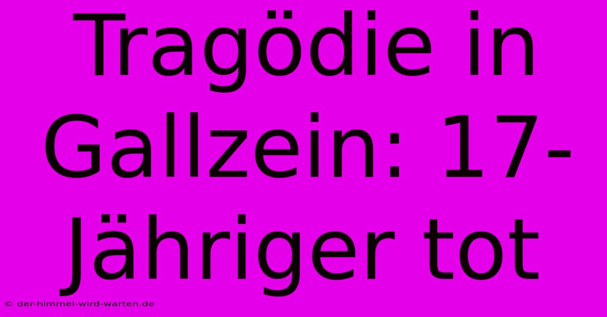 Tragödie In Gallzein: 17-Jähriger Tot