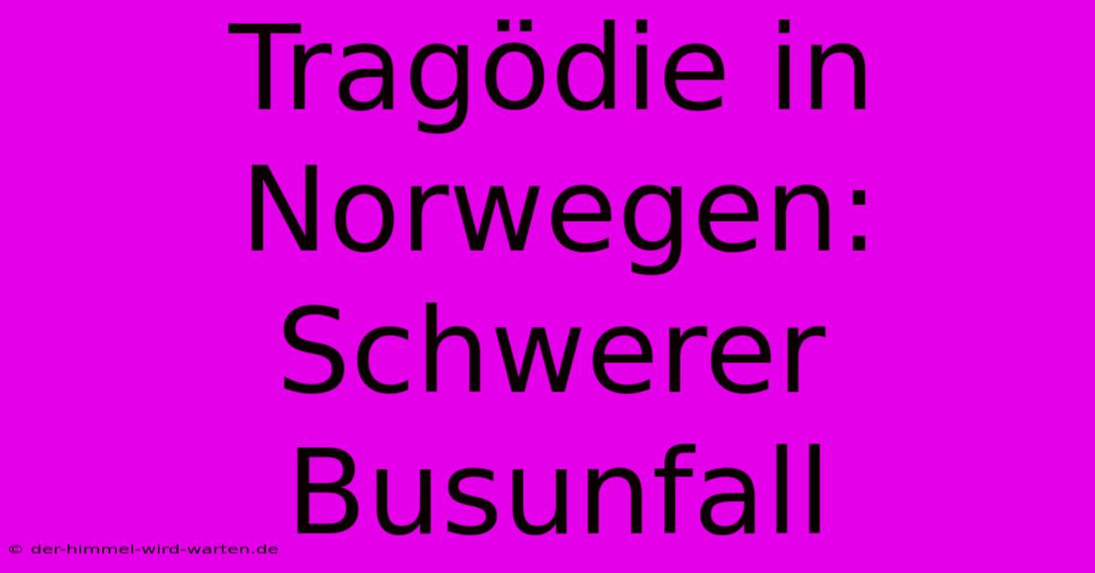 Tragödie In Norwegen: Schwerer Busunfall