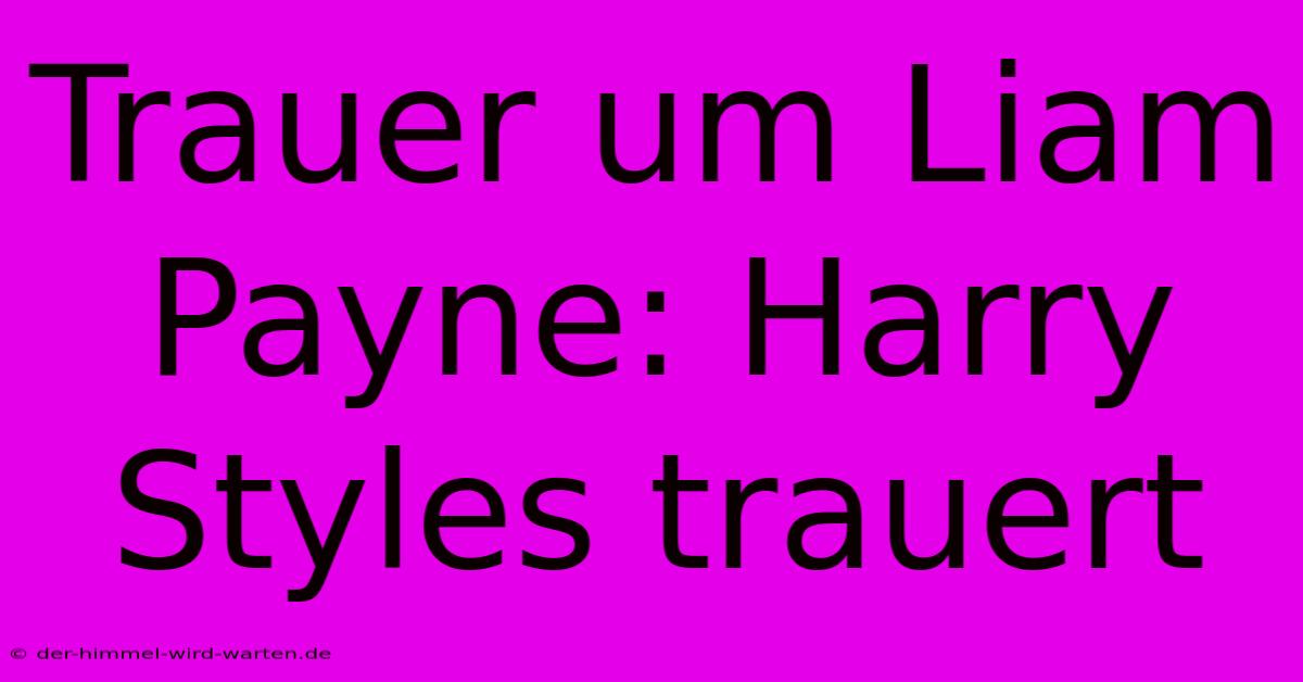 Trauer Um Liam Payne: Harry Styles Trauert