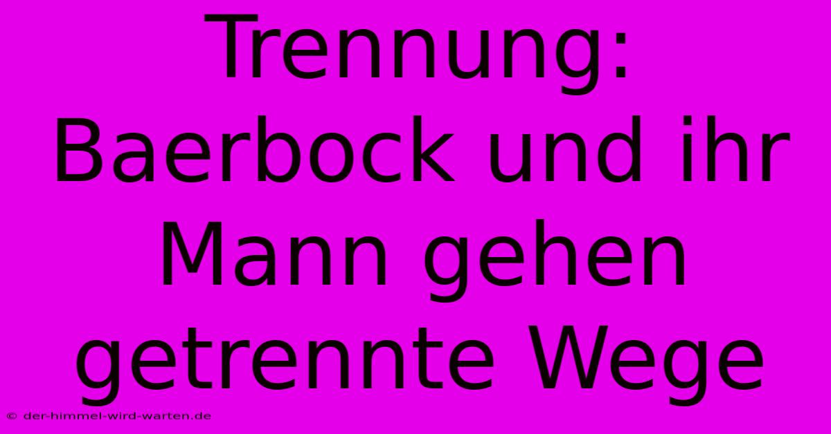 Trennung: Baerbock Und Ihr Mann Gehen Getrennte Wege