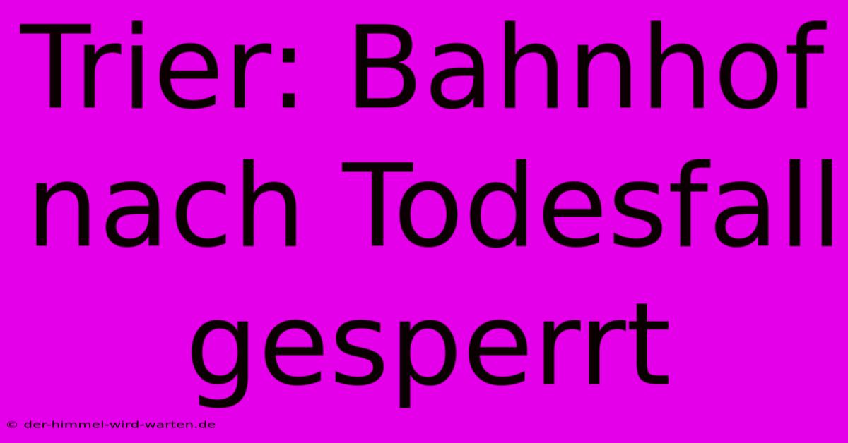 Trier: Bahnhof Nach Todesfall Gesperrt