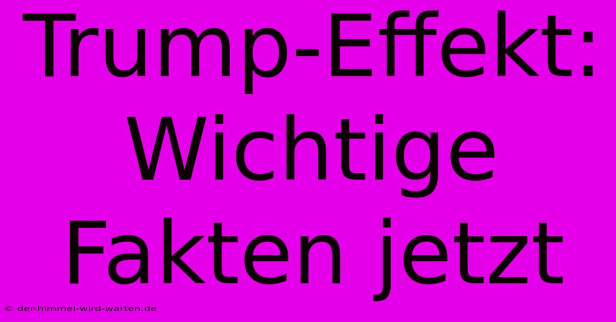 Trump-Effekt:  Wichtige Fakten Jetzt