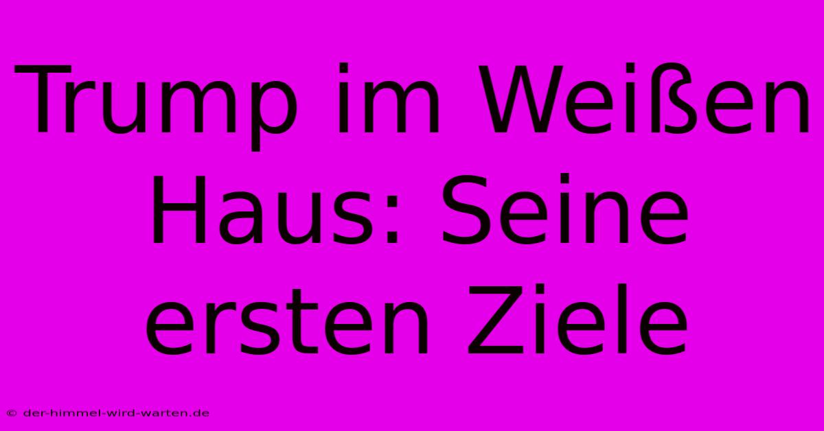 Trump Im Weißen Haus: Seine Ersten Ziele