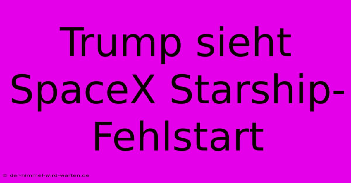 Trump Sieht SpaceX Starship-Fehlstart