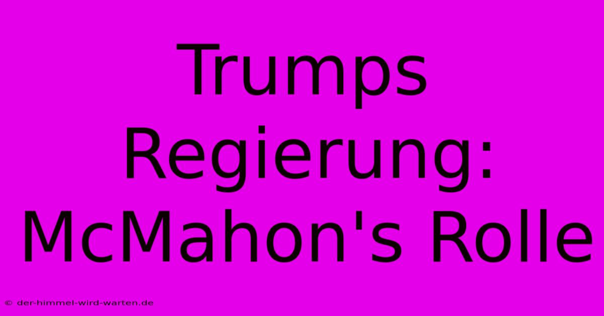 Trumps Regierung: McMahon's Rolle