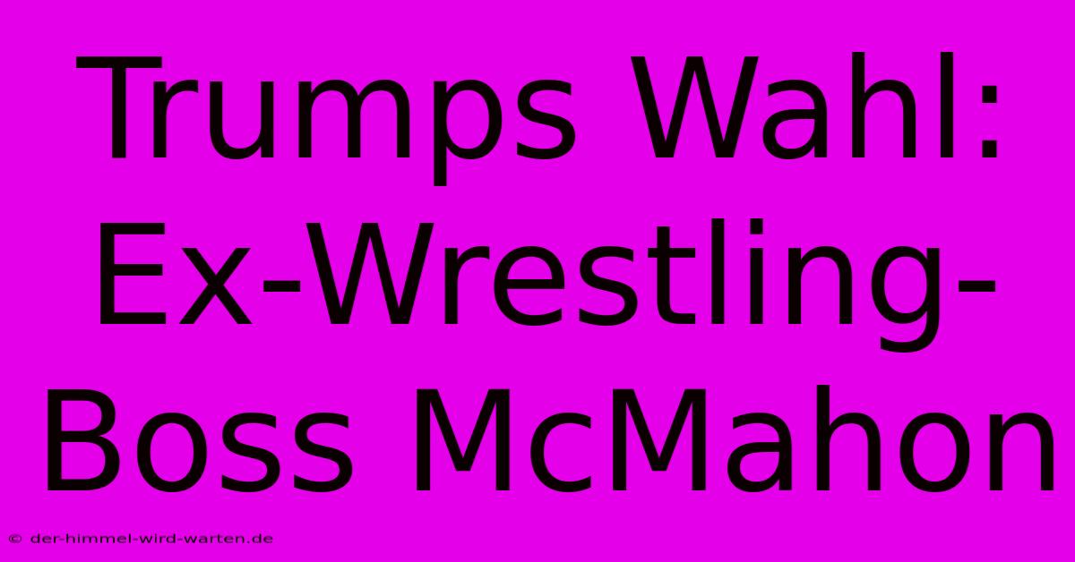 Trumps Wahl: Ex-Wrestling-Boss McMahon