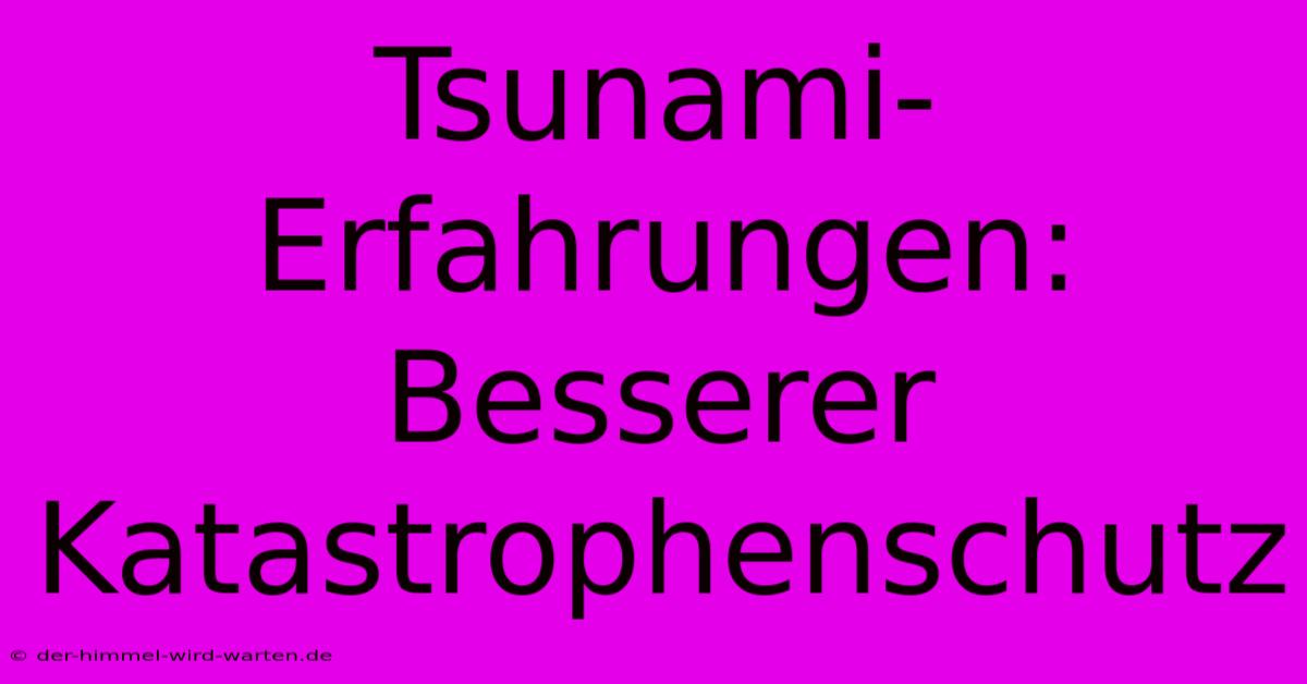 Tsunami-Erfahrungen:  Besserer Katastrophenschutz