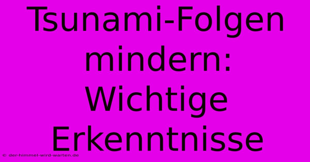 Tsunami-Folgen Mindern:  Wichtige Erkenntnisse