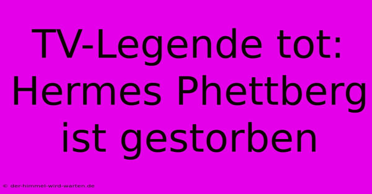 TV-Legende Tot: Hermes Phettberg Ist Gestorben