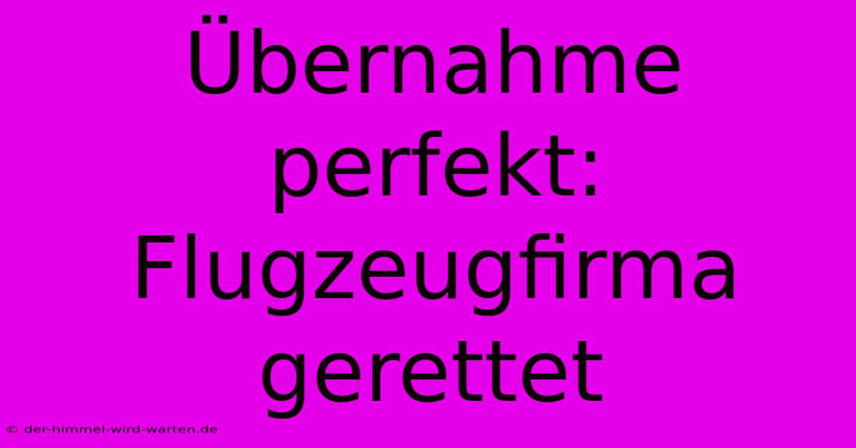 Übernahme Perfekt: Flugzeugfirma Gerettet