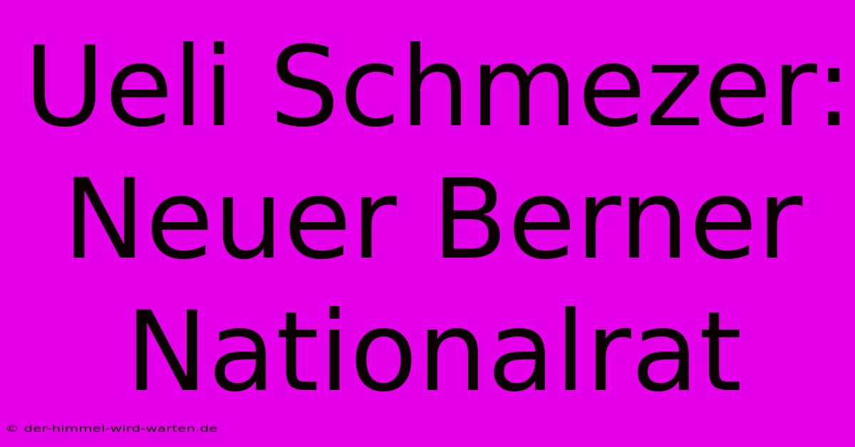 Ueli Schmezer: Neuer Berner Nationalrat