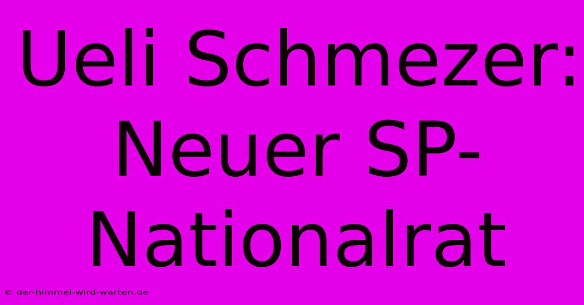 Ueli Schmezer: Neuer SP-Nationalrat