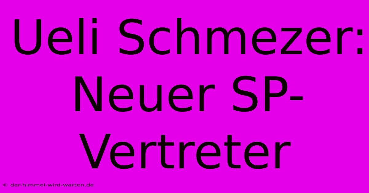 Ueli Schmezer: Neuer SP-Vertreter