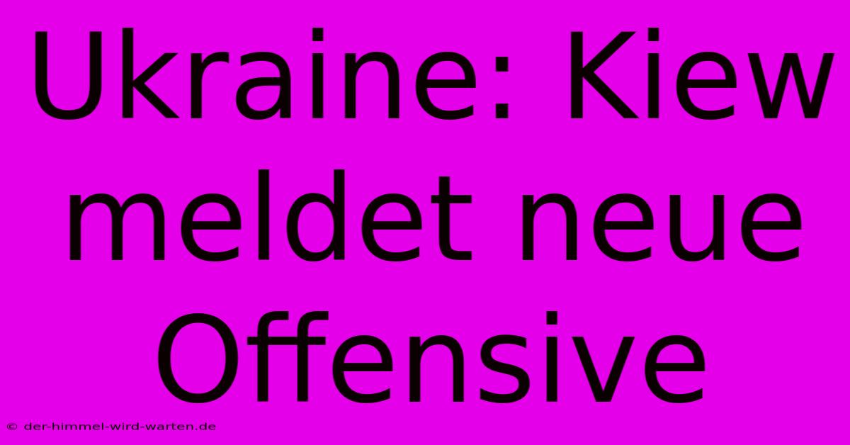 Ukraine: Kiew Meldet Neue Offensive