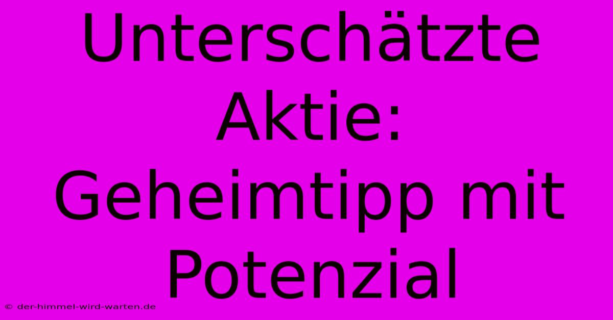 Unterschätzte Aktie:  Geheimtipp Mit Potenzial