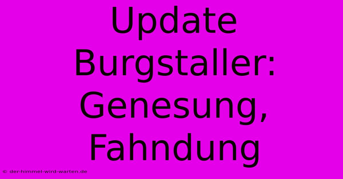 Update Burgstaller: Genesung, Fahndung