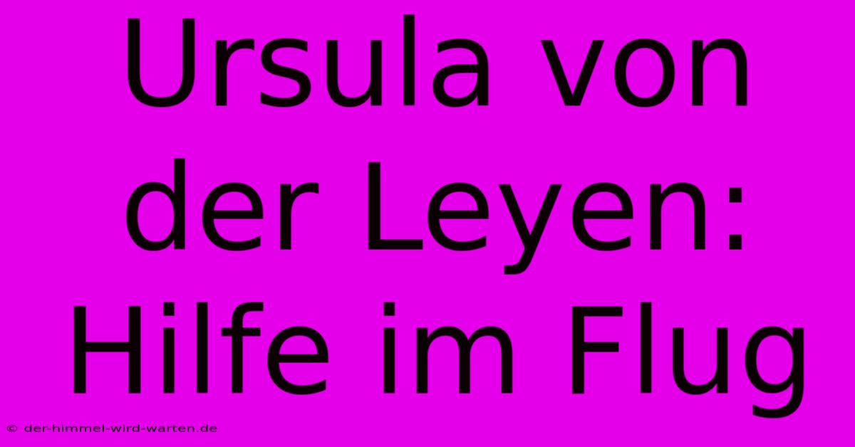 Ursula Von Der Leyen: Hilfe Im Flug