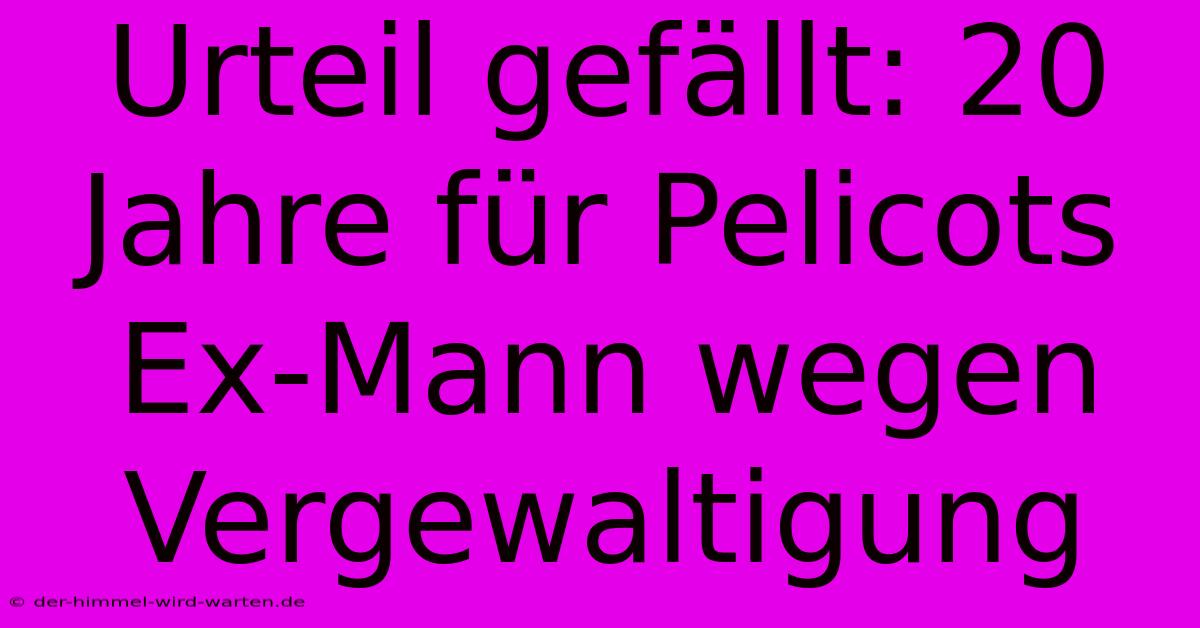 Urteil Gefällt: 20 Jahre Für Pelicots Ex-Mann Wegen Vergewaltigung