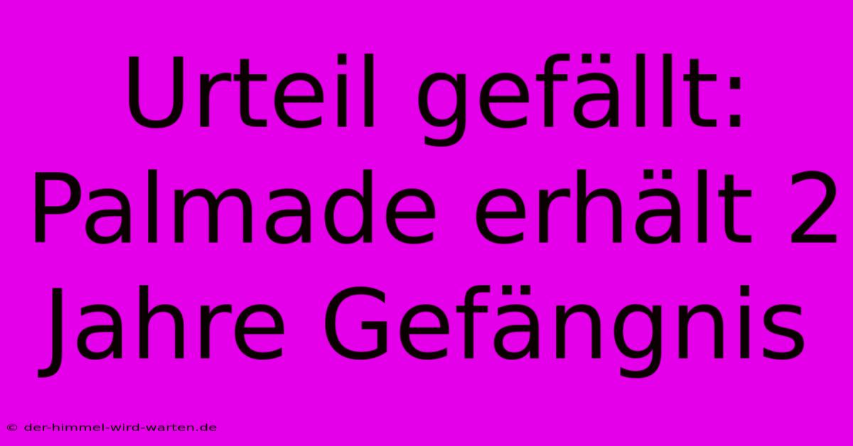 Urteil Gefällt: Palmade Erhält 2 Jahre Gefängnis