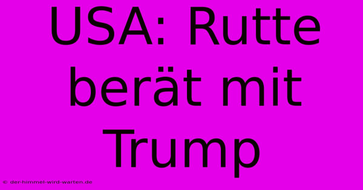 USA: Rutte Berät Mit Trump