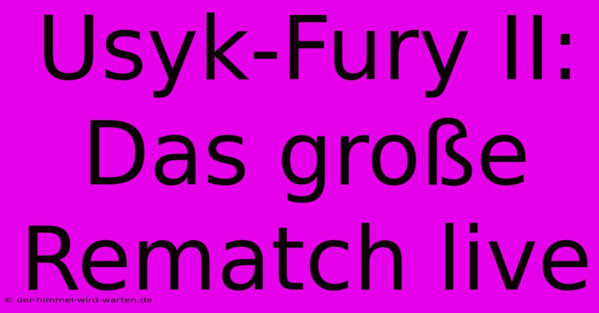 Usyk-Fury II: Das Große Rematch Live