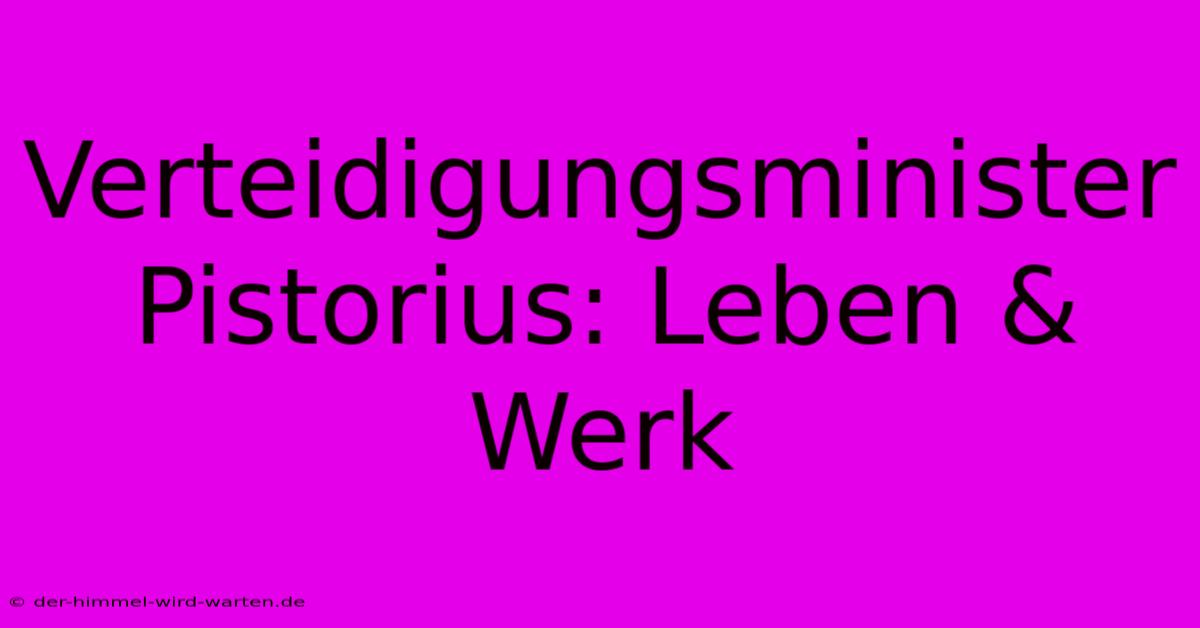 Verteidigungsminister Pistorius: Leben & Werk