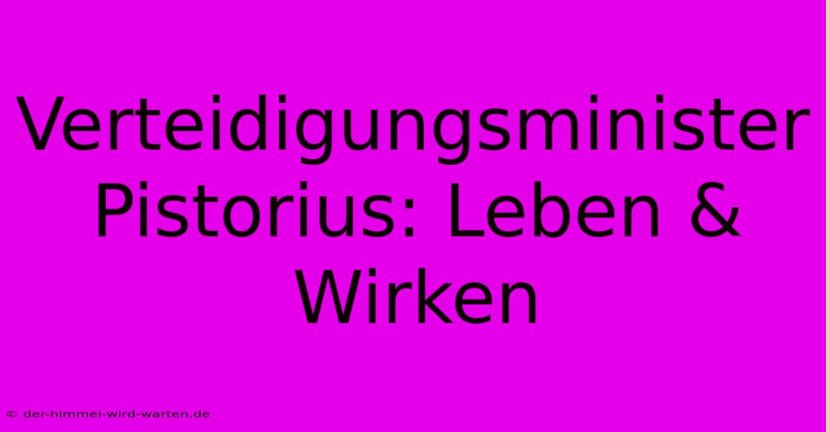 Verteidigungsminister Pistorius: Leben & Wirken