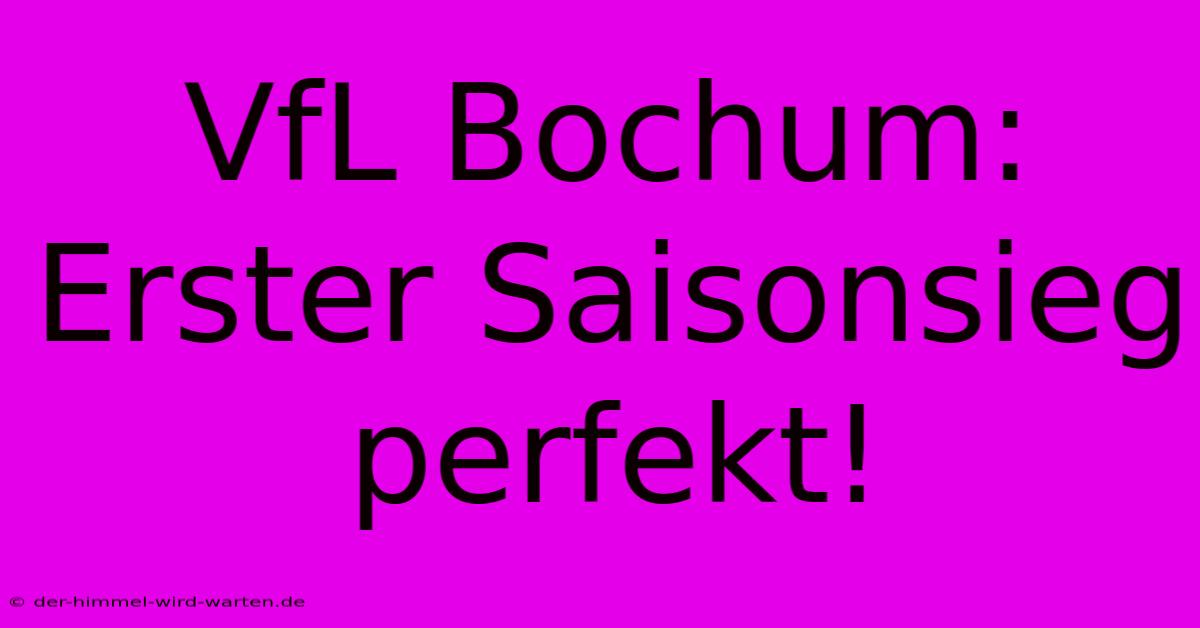 VfL Bochum: Erster Saisonsieg Perfekt!