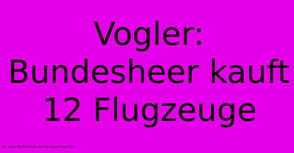 Vogler: Bundesheer Kauft 12 Flugzeuge