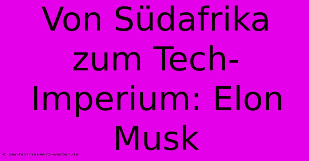 Von Südafrika Zum Tech-Imperium: Elon Musk