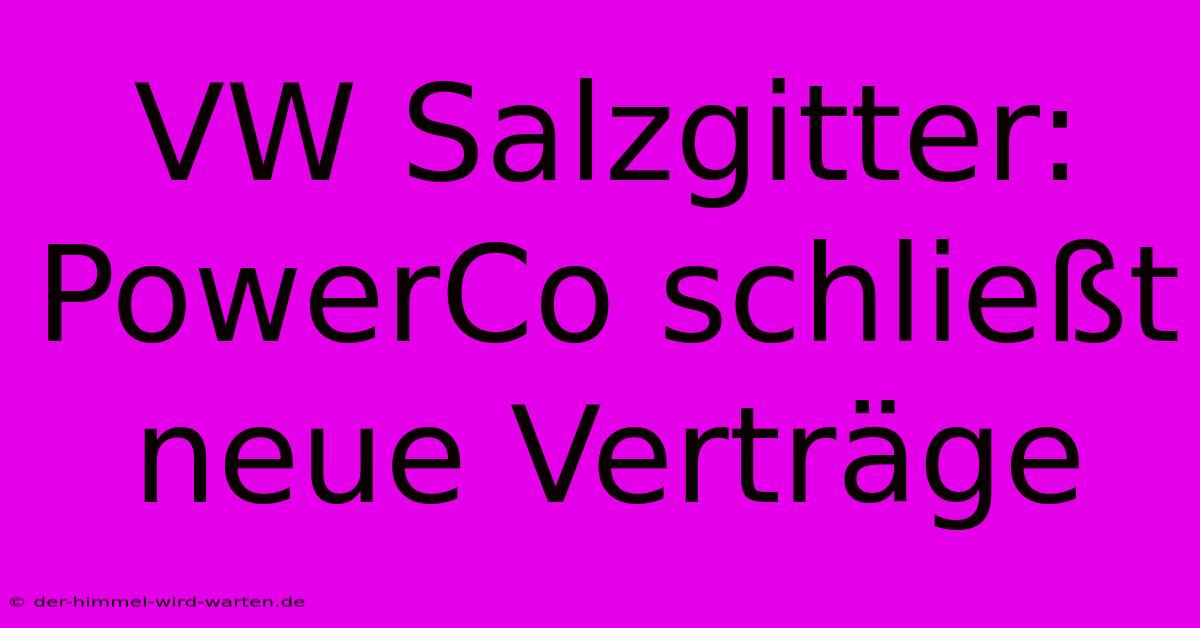 VW Salzgitter: PowerCo Schließt Neue Verträge